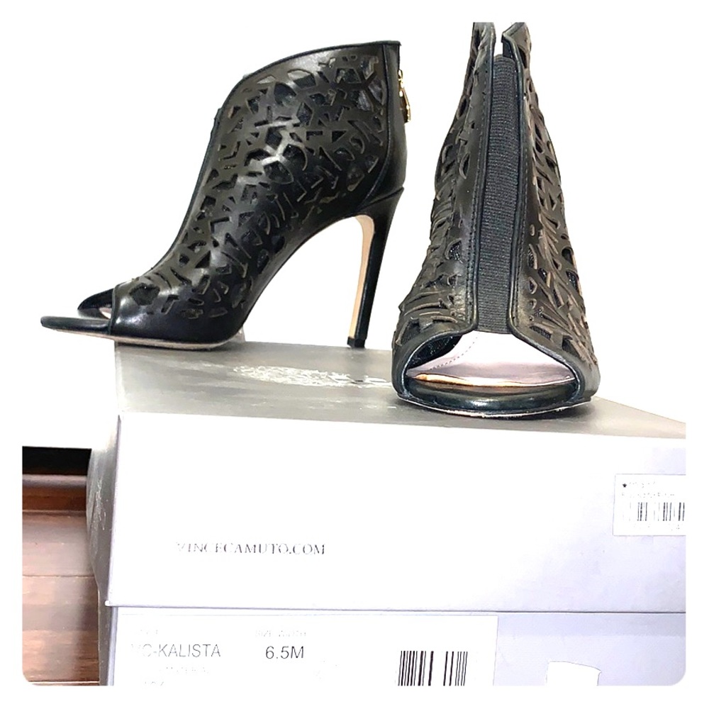 Vince Camuto size 6.5 black open toe heel boots